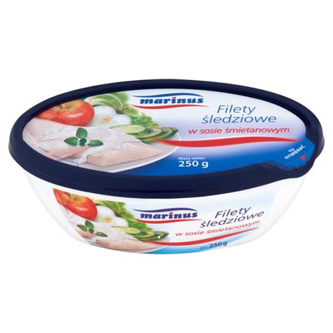 FILETY ŚLEDZIOWE W SOSIE ŚMIETANOWYM MARINUS 250G LISNER