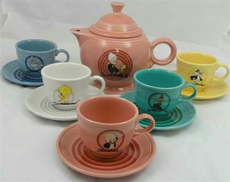 Fiesta Looney Tunes Teapot And Teacups Made By Homer Laughlin China