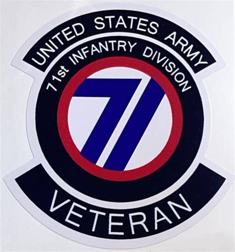 US Army 71st Infantry Division Veteran Sticker - Decal Patch - Co