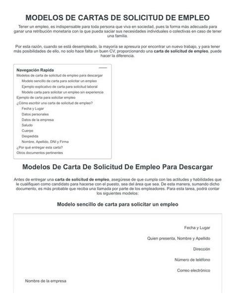 Modelos De Cartas De Solicitud De Empleo Cartasymodelos22