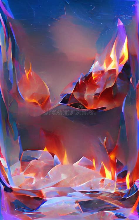 Fire And Ice Abstract Digital Art Stock Illustration Illustration