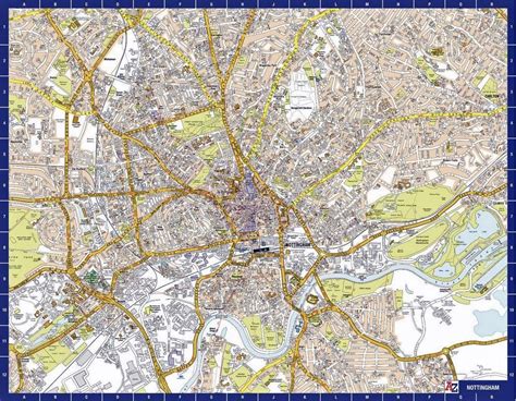 Nottingham City Centre A-Z Street Wall Map