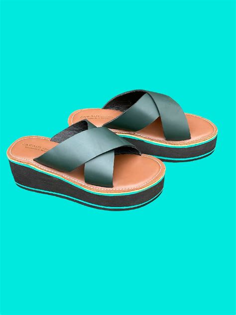 Olive Green Leather Sandals