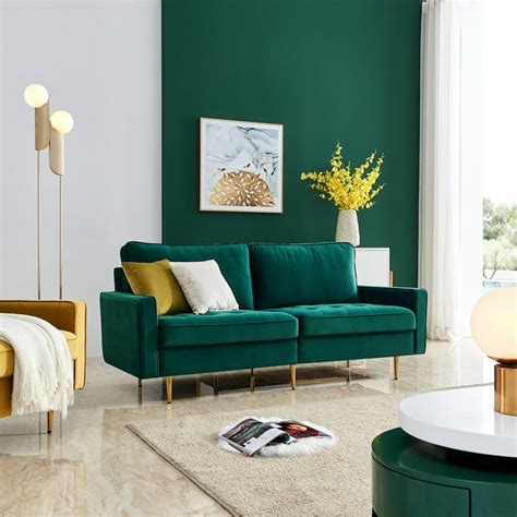 Emerald Green Velvet Sofa Baci Living Room