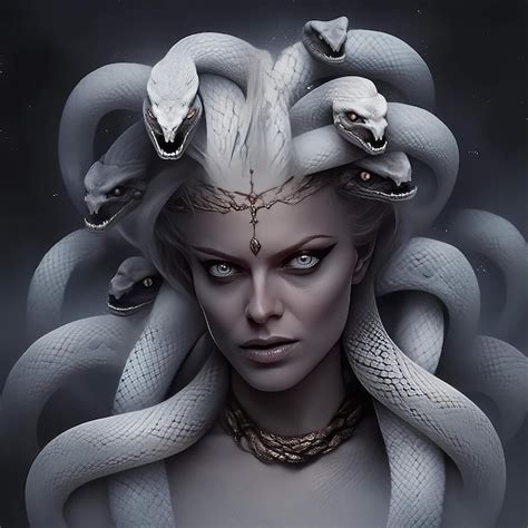 Premium Ai Image A Woman With Snakes On Her Head And A Dark Background