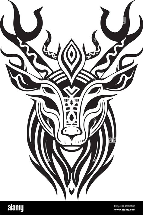 Vector Ornamental Decorative Ancient Deer Head Illustration Abstract Historical Mythology Rain