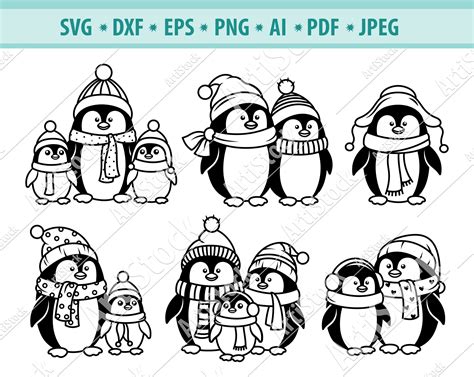 Penguin Svg Christmas Penguin Svg Penguin Clipart Winter Penguin Svg