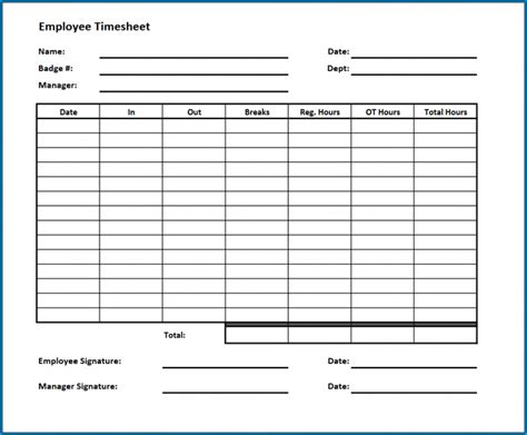 √ Free Printable Timesheet Template PDF