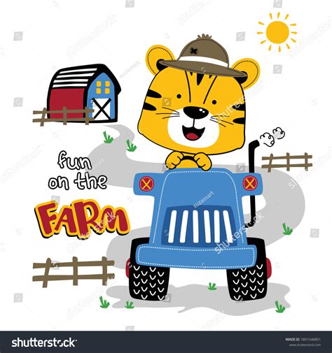 Cat Tractor Funny Animal Cartoonvector Illustration Stock Vector (Royalty Free) 1801546891 ...