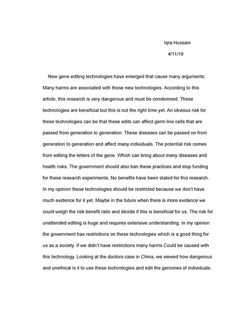 Wa11 - medical ethics debates - Iqra Hussain 4/11/ New gene editing