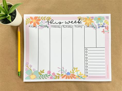 Weekly Calendar Pad Tear Off - Printable Word Searches