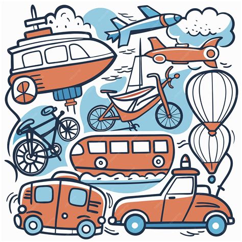 Premium Vector | Cartoon illustration of various modes of transportation