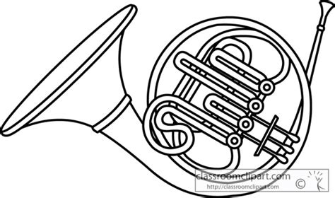 Music Black and White Outline Clipart - french_horn_brass_instrument ...