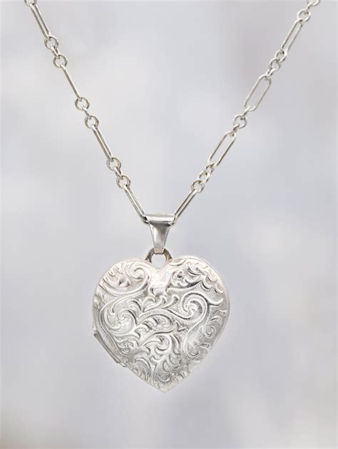 Sterling Silver Puffy Heart Locket Necklace Lunessa