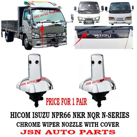 Pair Set Chrome Wiper Nozzle With Cover Hicom Isuzu Nkr Npr Nqr N