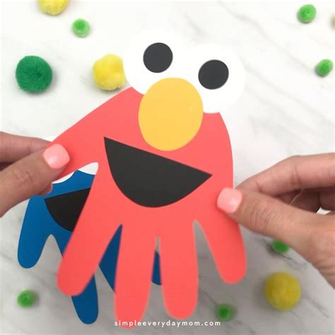 Handprint Cookie Monster And Elmo Craft For Kids Sesame Street Crafts