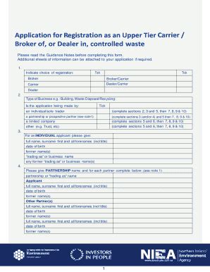 Fillable Online Doeni Gov Application For Registration As An Upper Tier