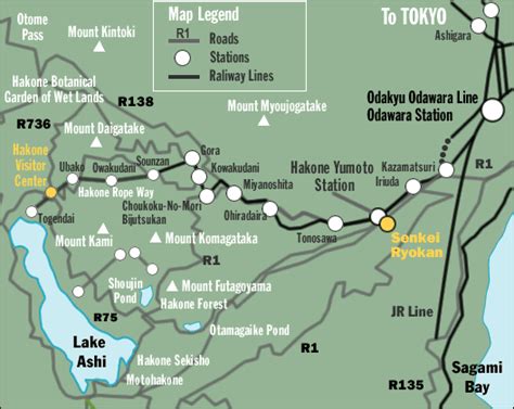 The Hakone Region Of Japan Showing Local Roads And Train Lines