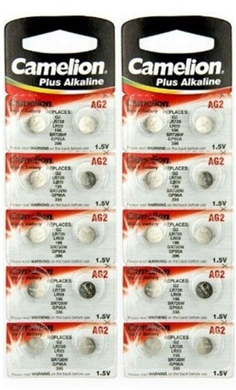 20 Pk Camelion AG2 396 LR726 SR59 1 5V Alkaline Button Cell Watch