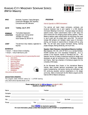 Fillable Online Kansas City Masonry Seminar Series Fax Email Print