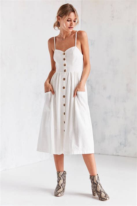 Urban Outfitters Emilia Linen Button Down Midi Dress Urban Dresses