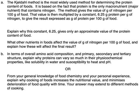 SOLVED The Kjeldahl Method Is The Most Widely Used Method For