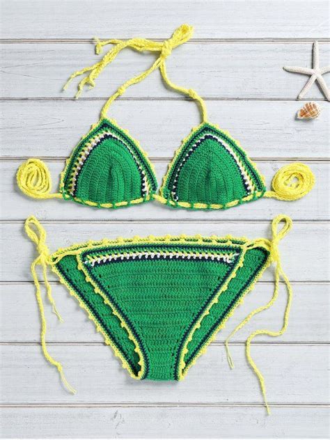 22 OFF 2021 Charming Crocheted String Bikini Set In GREEN ZAFUL