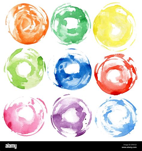 Watercolor Hand Painted Circle Shape Design Elements Stock Photo Alamy