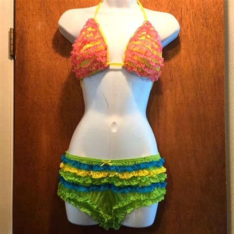 Joe Boxer Swim Joe Boxer Rare Adorable Lace Sheer Bikini Set Szml Poshmark