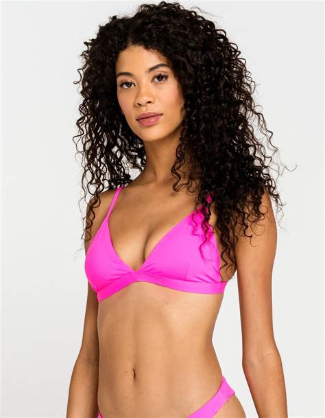 Full Tilt Fixed Triangle Bikini Top Hot Pink Tillys