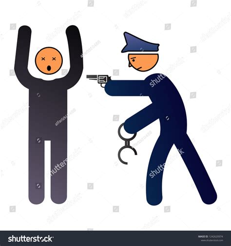 Policeman Catch Thief Vector Illustration Vector Stock Vector Royalty