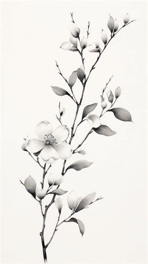 Plant blossom drawing flower. | Premium Photo Illustration - rawpixel