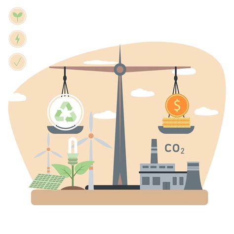 Green energy illustration concept. Carbon effect and CO2 emission ...
