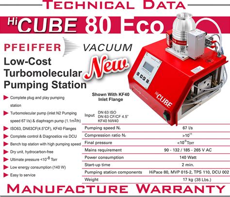 Ideal Vacuum NEW Pfeiffer HiCube 80 Eco Benchtop Turbomolecular Pump