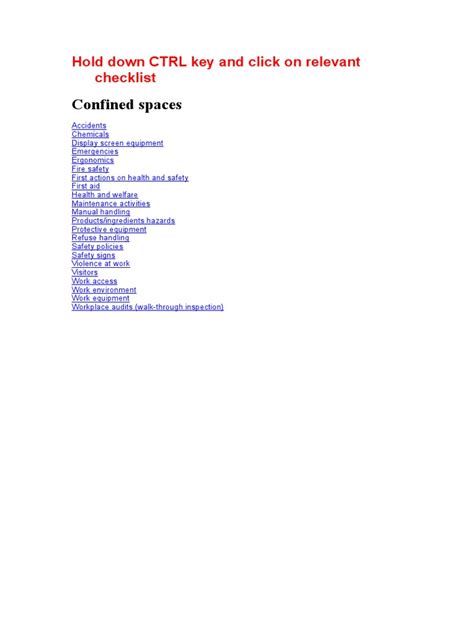 Confined Spaces Checklist | PDF