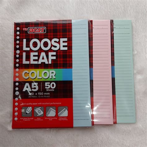 Kertas Binder Loose Leaf Colour Rainbow 4 Warna Dlm 1 Kemasan Ukuran