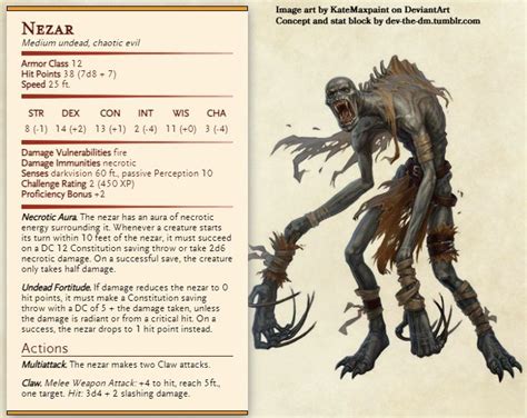 Pin by M C on DnD Monsters | Dnd monsters, Undead, Dnd stats