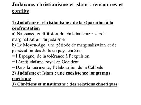 Juda Sme Christianisme Et Islam Rencontres Et Conflits Juda Sme