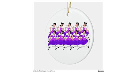 10 Ladies Dancing Double Sided Ceramic Round Christmas Ornament Zazzle