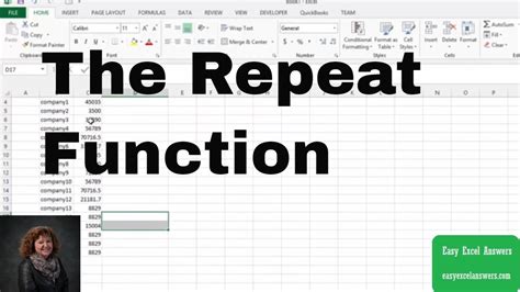 How To Use The Repeat Function In Excel Youtube