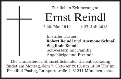 Traueranzeigen Von Ernst Reindl Trauer Merkur De