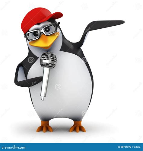 3d Penguin sings stock illustration. Illustration of rapper - 38731272