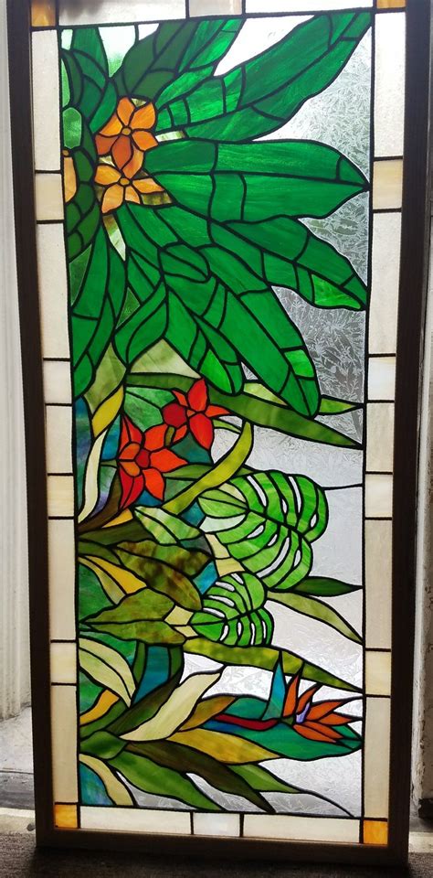 Tropical Leaves Stained Glass Panel By Anita Troisi Stained Glass