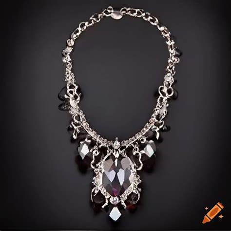 Gothic Style Necklace With Intricate Gemstones On Craiyon