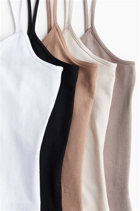 5 Pack Camisole Tops Light Beige Beige Ladies Handm Us