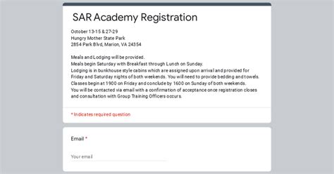 Sar Academy Registration