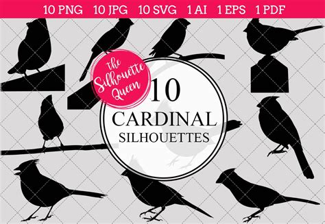 Cardinal Silhouette Clipart Clip Art | Graphic Objects ~ Creative Market