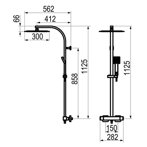 Grifo ducha termostática con columna Nitro plus negro rociador 300 mm