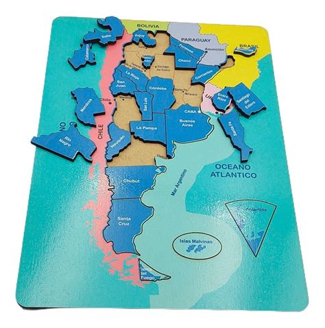 Juego Didactico Con Piezas En Madera Encastre Mapa Argentina Trekashop