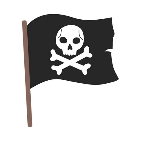 Bandera Pirata De Dibujos Animados Con Jolly Roger Vector Premium